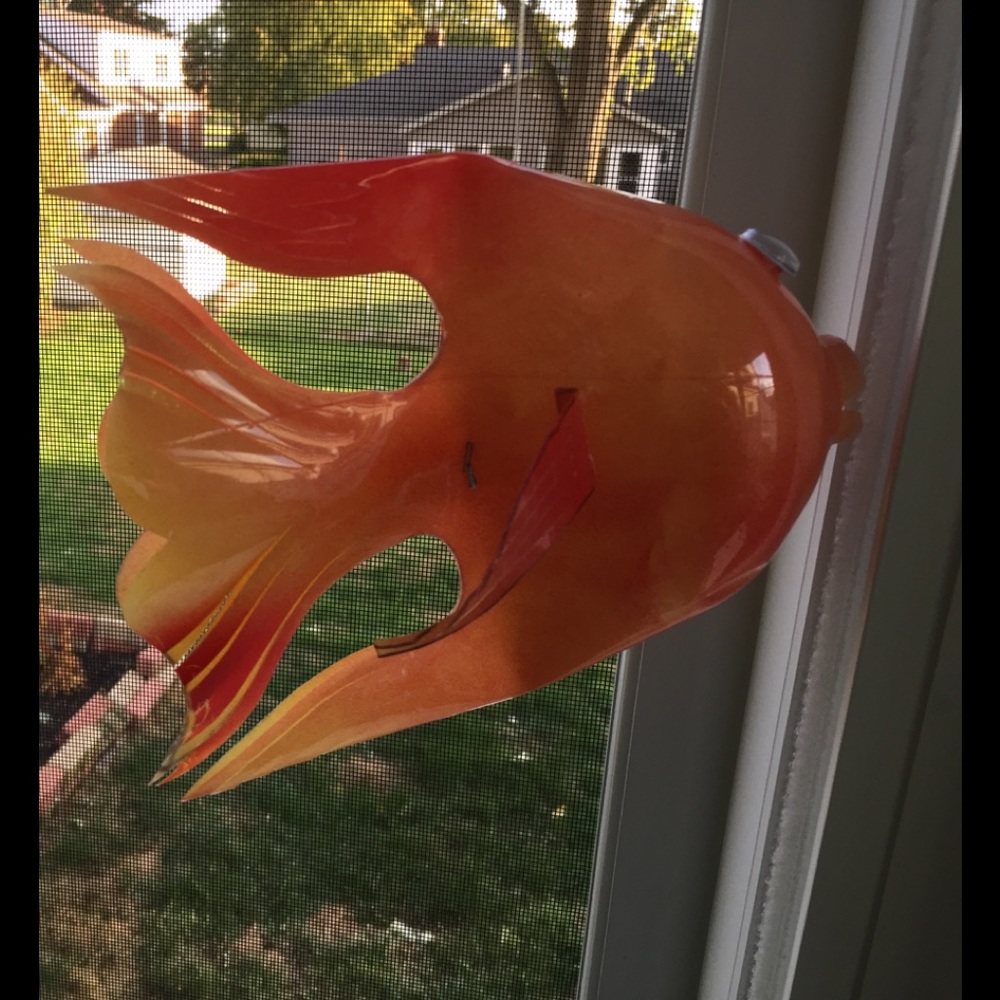 Water bottle fish that are hand made.